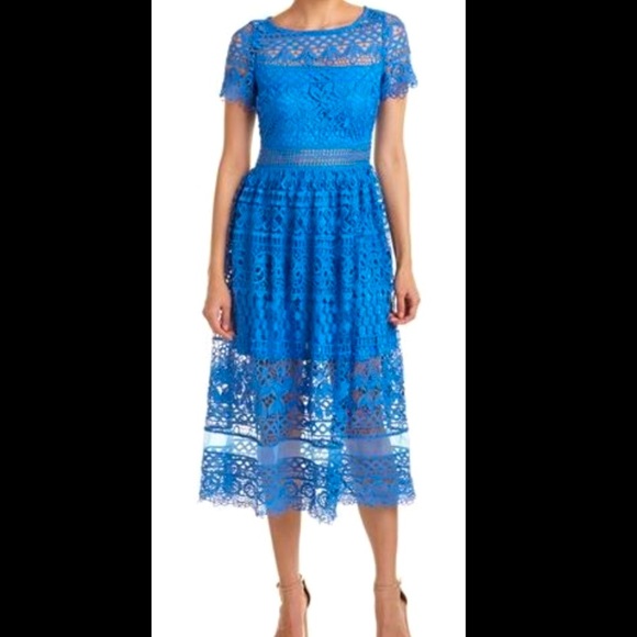 Just Me Crochet Blue Dress - Picture 1 of 13